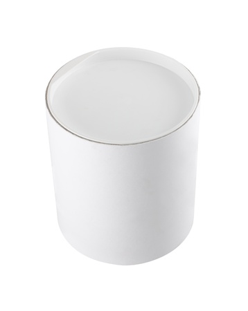 Plain blank white round tub or box isolated on a white backgroundの写真素材