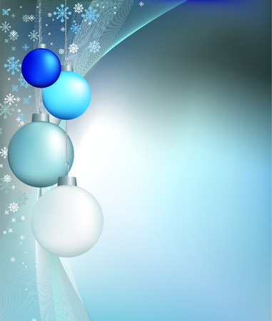illustration for use as a background christmas element with twinkling stars and blue bauble decorationsのイラスト素材