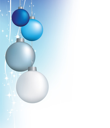 illustration for use as a background christmas element with twinkling stars and blue bauble decorationsのイラスト素材