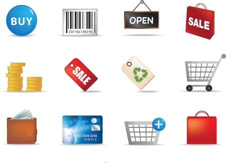 colour illustration of a set of modern retail shopping iconsの写真素材