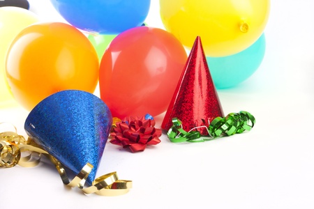 BIRTHDAY OR PARTY SHOT ISOLATED ON WHITE BACKGROUNDの写真素材