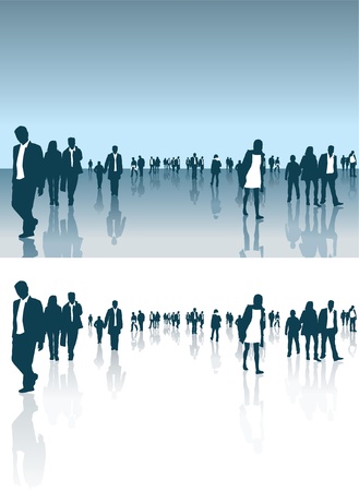 a crowd of people in normal clothes and business suitsのイラスト素材