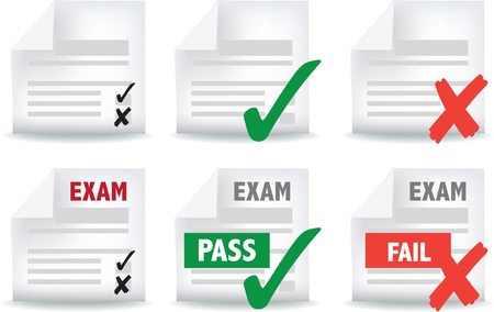 icon and symbol set of exam papers pass and failのイラスト素材