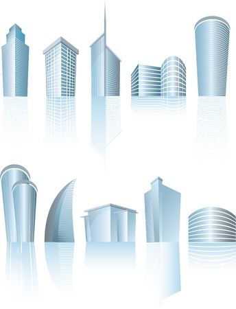 illustration of business city buildings on whiteのイラスト素材