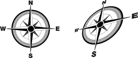 illustration of a compass flat and at an angleのイラスト素材