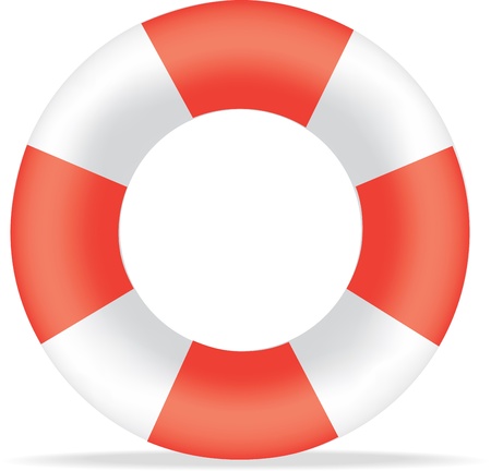 Illustration of a striped red and white life saving buoyのイラスト素材