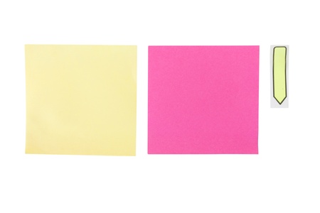 note and paperclip cut out on whiteの写真素材