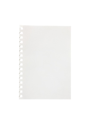 paper with punched holes in right on white backgroundの写真素材