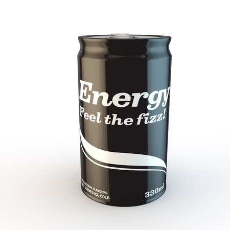 black can of fizzy soda isolated on a white backgroundの写真素材