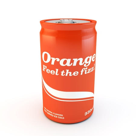 orange soda can isolated on a white backgroundの写真素材