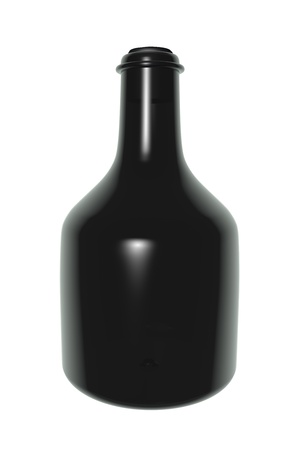 Black wide bottle iaolated on white background, 3d renderの写真素材