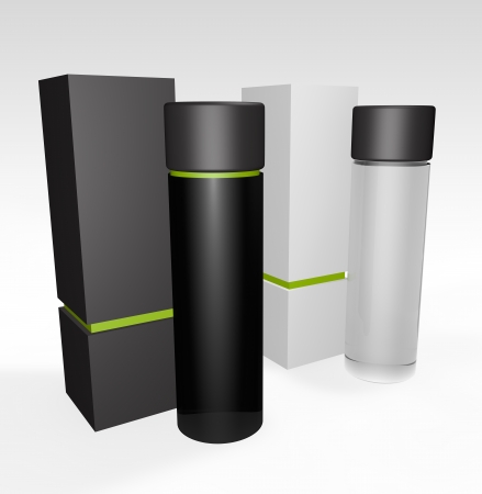 3d render of packagin design isolated on a white backgroundの写真素材