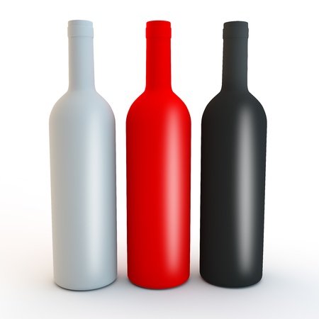 red, white and black bottles for alcohol or water designの写真素材