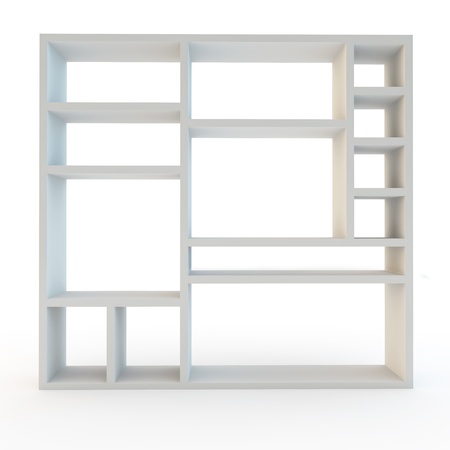 storage or shelving wall unit modern furniture on white backgroundの写真素材