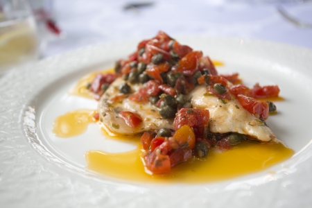 haute cuisine fine dining fish in a restaurantの写真素材