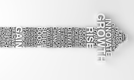 3d visual of an arrow viewed form above with keywords inの写真素材