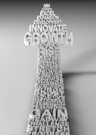 business metaphor with key growth and achievement key wordsの写真素材