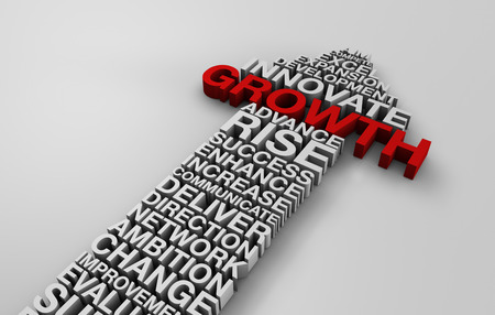 3d white text with key growth and success words for 2014の写真素材