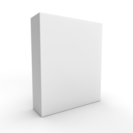 3d visual of a tall flat white box isolated on a white backgroundの写真素材