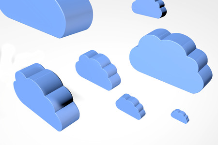 lots of 3d rendered illustrations of cloudsの写真素材