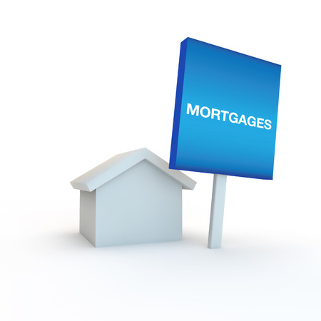 3d render of a sign outside a house saying mortgagesの写真素材