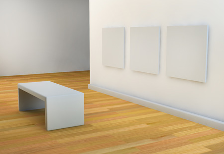 empty gallery space ready for artwork to be addedの写真素材