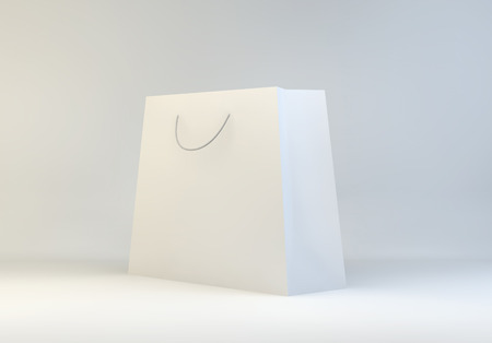white paper luxury premium shopping carrier bag with cotton or rope handleの写真素材