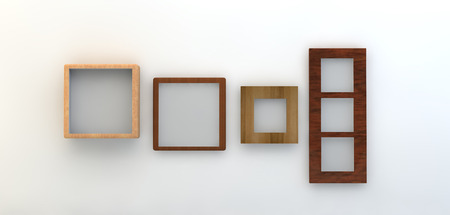 different sizes and styles of wooden framesの写真素材
