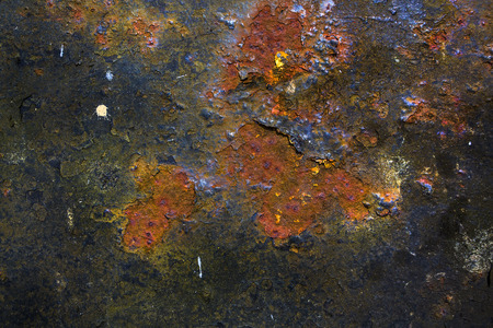 a rusty boat hull close up texture of peeling paintの写真素材