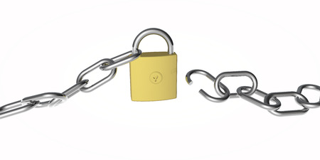 concept for breaking security with metal chain that has been cut open