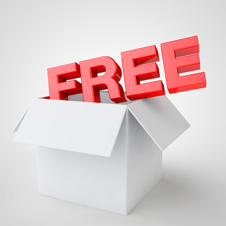 3d render concept for a free promotional offer, cut out on a white background as a gift or present...
