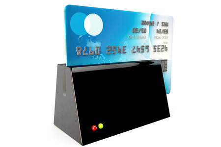 3d render of a credit card security and protection concept on white backgroundの写真素材