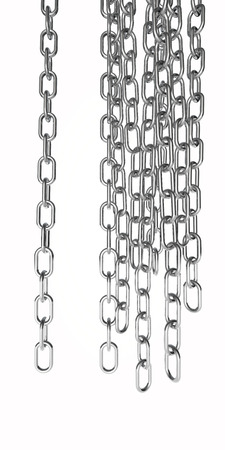 chains cut out and isolated on white, steel colourの写真素材