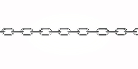 silver coloured steel strong chain cut out on whiteの写真素材