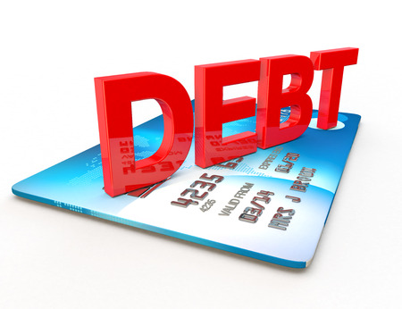 3d render of personal or business financial crisis with a credit card backgroundの写真素材