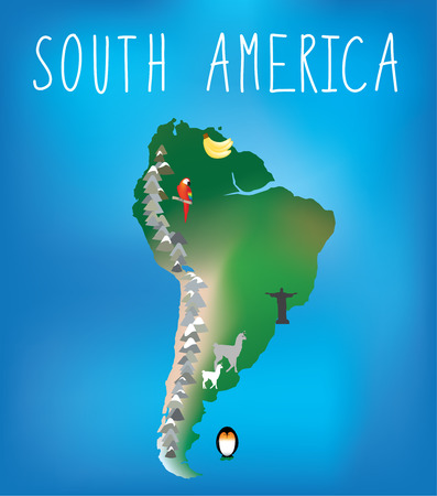 map of south america showing famous landmarksの写真素材