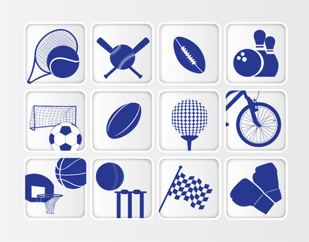 flat blue button sports ball series on white backgroundの写真素材