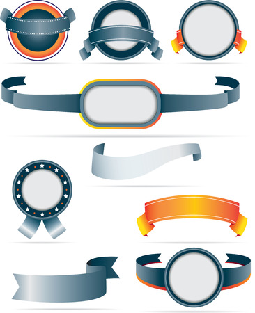 Badges, ribbons, awards and shields isolated on white backgroundの写真素材