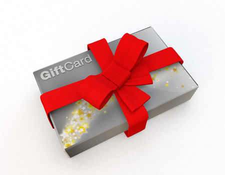 gift cards as a present idea isolated on a white background, silver and gold star designの写真素材