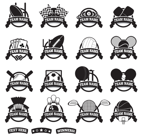 black and white vector clip art for graphic design sports elementsのイラスト素材
