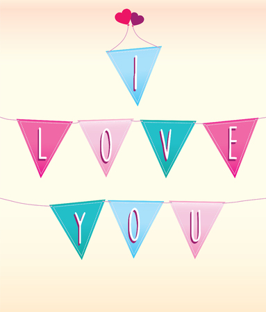 coloured vector of flat style modern bunting on pastel backgroundのイラスト素材