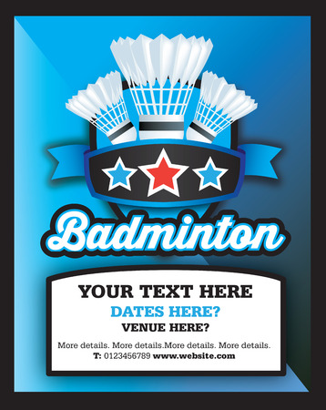 Poster Ad advertisement, marketing or promotion flyer for a badminton club or eventのイラスト素材