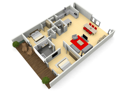 fully furnished modern interior designed architect home viewed in 3dの写真素材