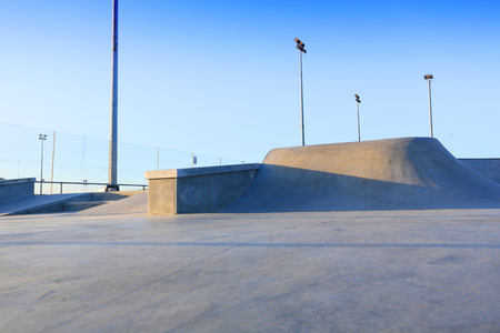 public skatepark in harwich, essex. For bikes, scooters and skateboards. Concrete.の写真素材