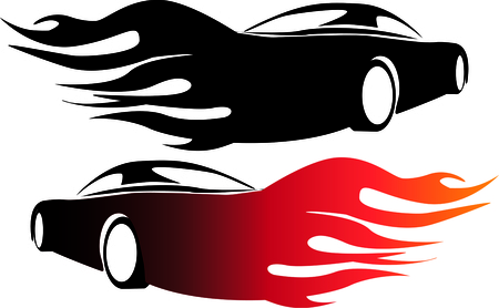 Vector illustration of a car sliding or drifting on a white background,のイラスト素材