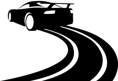 Vector illustration of a car sliding or drifting on a white background,のイラスト素材