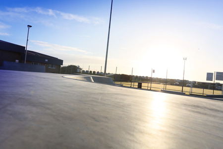 public skatepark in harwich, essex. For bikes, scooters and skateboards. Concrete.の写真素材