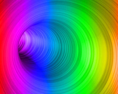 rainbow multicoloured spiral tunnel made from blue lines in photoshop and 3d packageの写真素材
