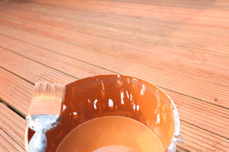 painting, staining or varnishing the outside deck or decking to repair itの写真素材