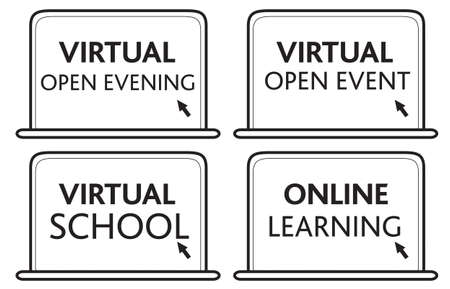 virtual and online messages on a laptop screen, editable vectors on a white backgroundのイラスト素材